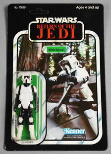 1983 Kenner Star Wars Biker Scout ROTJ 77 B-Unpunched-NOS: Lot is a 1983 Kenner Star Wars Biker Scout Return of the Jedi 77 B Unpunched NOS. Single owner collection from the largest toy collector on the West Coast.