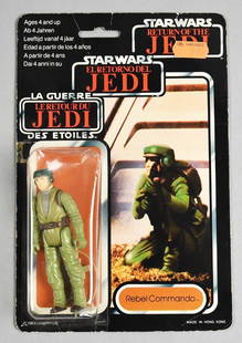 1983 Palitoy Star Wars Rebel Commando Tri-Logo 70 B: Vintage 1983 Star Wars Rebel Commando – Tri-Logo Card – Kenner Highly collectible Tri-Logo carded action figure from the iconic Star Wars: Return of the Jedi toy line by Kenner. This carded figure
