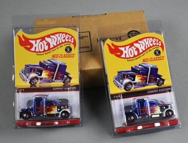 (2) 2013 Mattel Hot Wheels Convoy Custom Ltd Eds-MOC-NOS