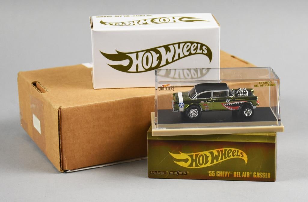 2018 Hot Wheels 55 Chevy Bel Air Ltd Ed 11266/12000-MOC-NOS: 2018 Hot Wheels '55 Chevy Bel Air Gasser – Limited Edition 11,266/12,000 Limited Edition Hot Wheels Collectors release featuring the classic '55 Chevy Bel Air Gasser in an eye-catching military gree