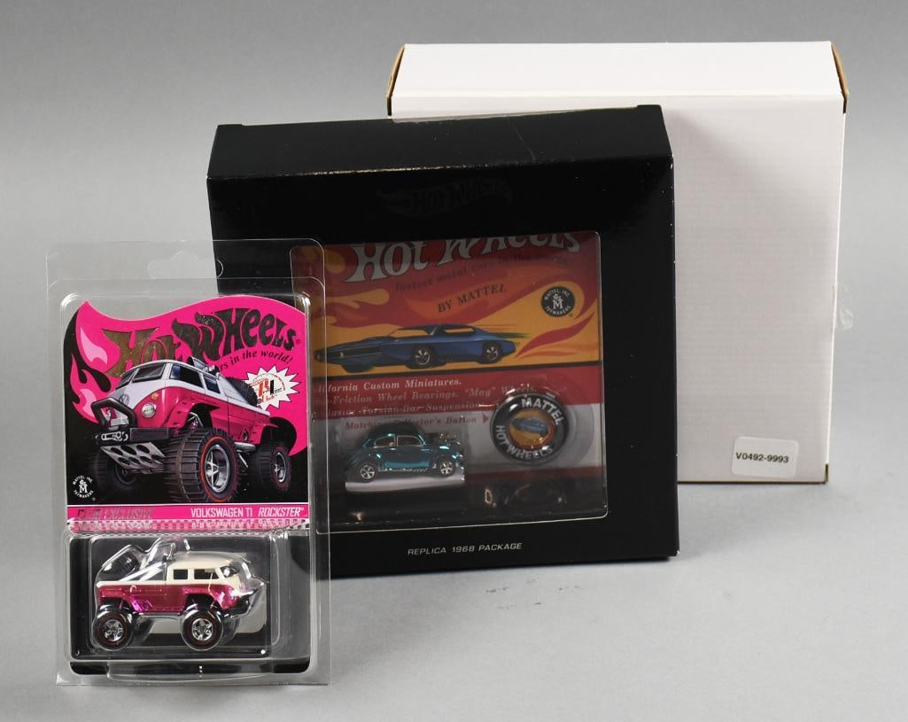 2011, 19 Mattel Hot Wheels Volkswagen Die-Cast-MIP-NOS: Lot is two 2011, 19 Mattel Hot Wheels Volkswagen Die-Cast-MIP-NOS. Includes Volkswagen T1 Rockster and Custom Volkswagen 1968 Replica. Single owner collection from the largest toy collector on the Wes