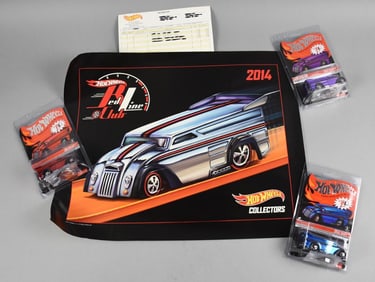 2014 Hot Wheels RedLine Club Kit, Poster-Ltd Ed Cars-MOC-NOS