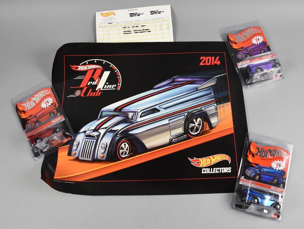 2014 Hot Wheels RedLine Club Kit, Poster-Ltd Ed Cars-MOC-NOS (1 of 6)