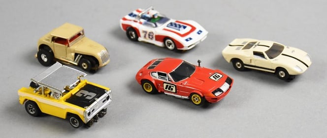 (5) Vintage Tyco, Aurora Slot Cars - Loose