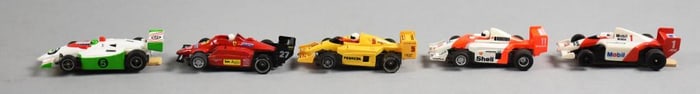 (5) Vintage Tyco, A/FX Rokar, Tomy Slot Cars Indy Racers Loose