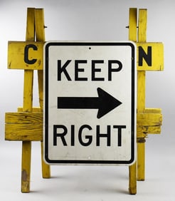 Vintage Road Signs Dodger Stadium  Los Angeles Dodgers Keep Right