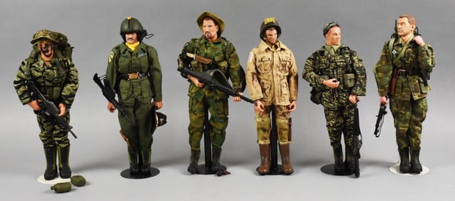 (6) 1990s-00s Military Soldier 12"  Figures-Loose