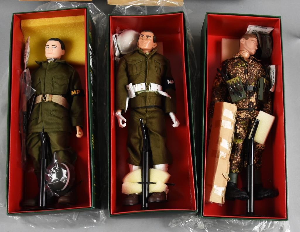 (3) 2002 Elite Brigade Cotswold Collectibles 12" Doll-MIB-NOS: Lot is three 2002 Cotswold Collectibles Elite Brigade 12" Doll-MIB-NOS. Includes 1 GERMAN WAFFEN SS RUSSIANFRONT SPRING 1941-45, 1 US ARMY,M.P.WWII WHITE HELMET & BOOTS, 1 US ARMY,M.P.WWII OLIVE HELME