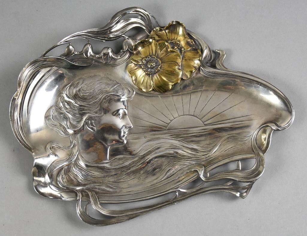 c1900 Art Nouveau WMF Woman and Flower Tray