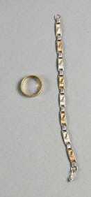 14K Yellow Gold Ring, Sterling/18K Bracelet