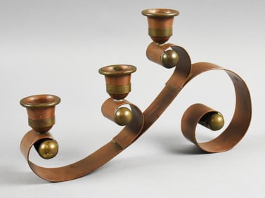 c1955 Taxco Mexico Hector Aguilar Copper Candle Holder