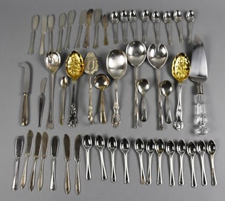 (50) Assorted Silverplate Flatware and Serving Pieces