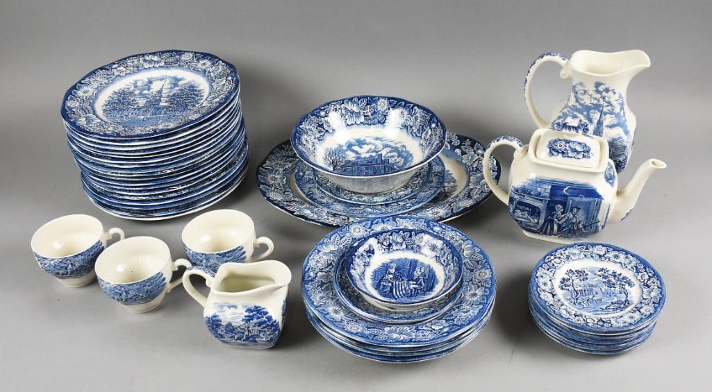 Vintage Staffordshire Liberty Blue Ironstone Dish Set (1 of 18)