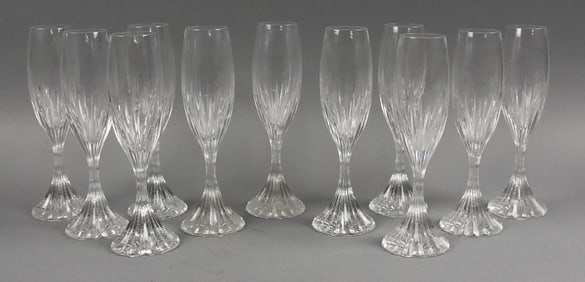 (11) Baccarat Massena Crystal Flutes - 8.5" Tall