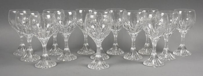 (14) Baccarat Massena Crystal White Wine Glasses- 6.5" Tall