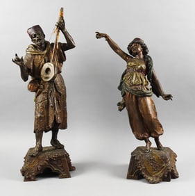 Leon Pilet (1840-1916) Mixed Metal Musician Sculptures Victorian