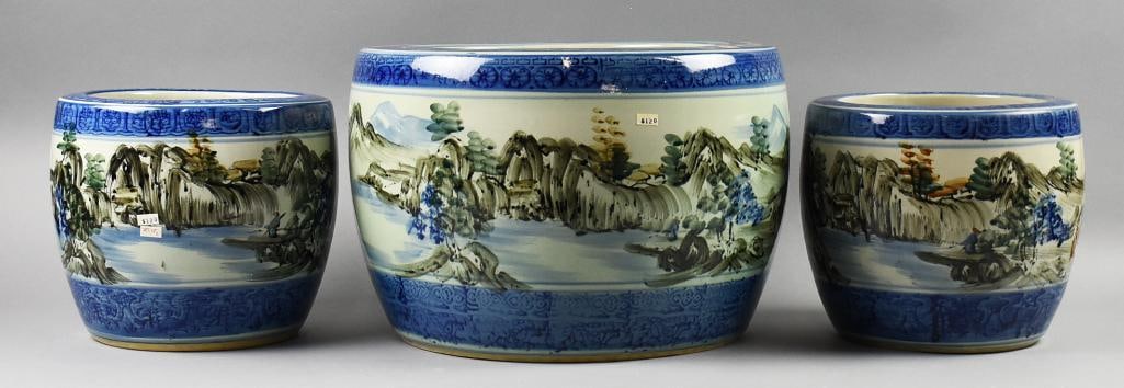 Vintage Japanese Ceramic Fish Bowl Planters, Signed (1 of 10)