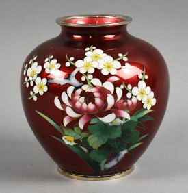 Vintage Japanese Shippo/ Cloisonne Floral Vase
