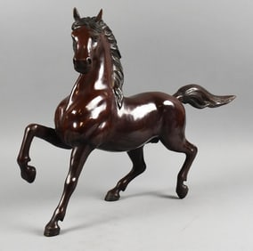 Vintage Japanese Bronzed Cast Iron Trotting Horse