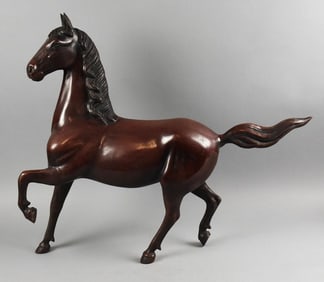 Vintage Japanese Bronzed Horse Sculpture - Signed