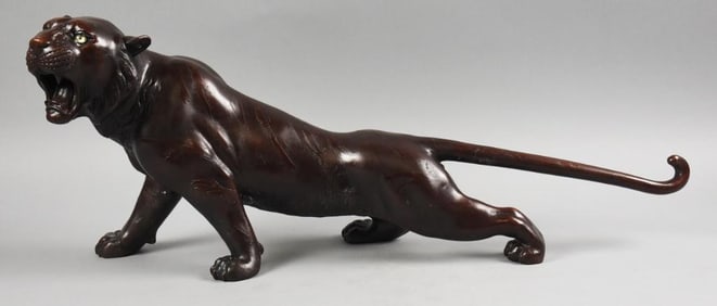 c1970 Large Japanese Cast Bronze Iron Tiger
