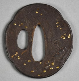 19th Century Japanese Tsuba, Iron, Gold, Landscapes