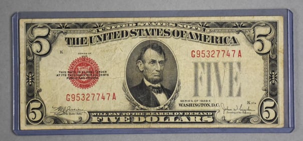 1928 E United States $5 Bearer Note - Red Seal