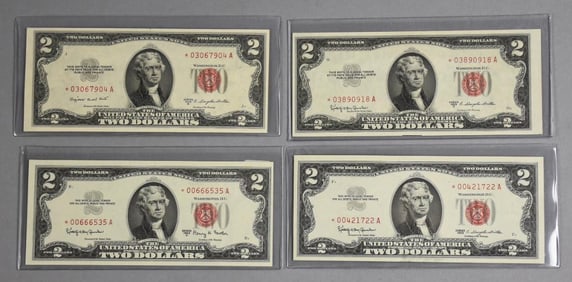 Two 1953 & Two 1963 $2 Two Dollar Bills