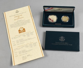 1992 US Mint Columbus Quincentenary Coins-Silver w/ COA
