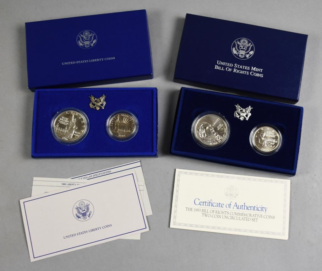 US Mint 1986 Liberty Coin Set - 1993 Bill of Rights Comm. Coins (1 of 7)