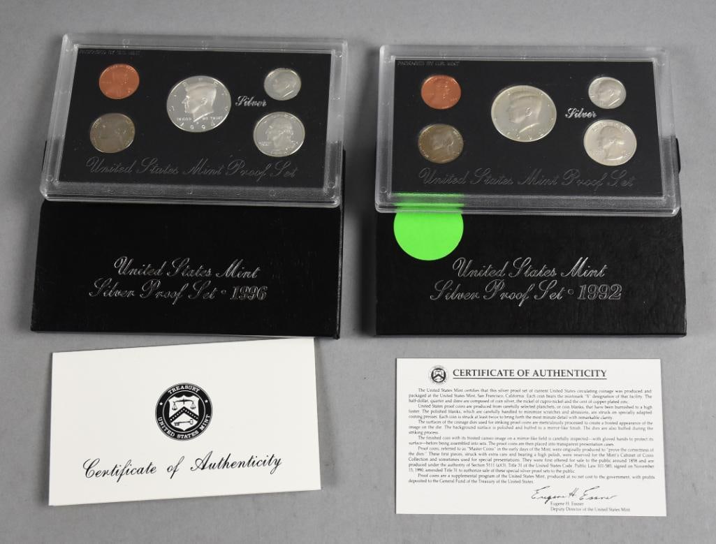 1992, 96 US Mint Silver Proof Sets with COAs (1 of 7)