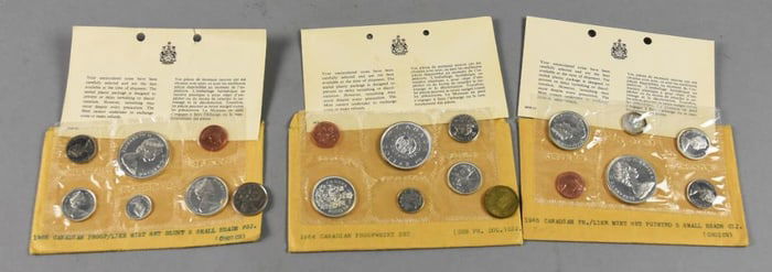 (3) 1964-65 Canadian Proof Mint Sets/Like Mint Sets