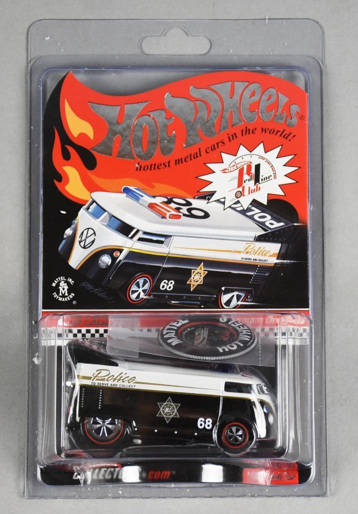 2008 Mattel RLC Hot Wheels Police Drag Bus #3573/4000-MOC-NOS: Lot is a 2008 Mattel Hot Wheels RedLine Club Hot Wheels Police Volkswagen Drag Bus 3573/4000-MOC-NOS. Single owner collection from the largest toy collector on the West Coast.