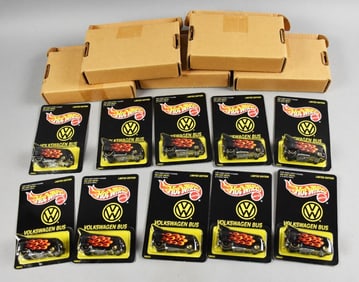 (10) 1997 Mattel Hot Wheels Volkswagen Bus-Flames-MOC-NOS