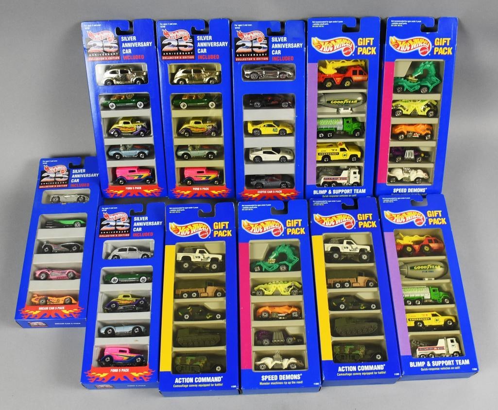 (11) 1990s Hot Wheels 5 Car Gift Packs MIB-NOS (1 of 3)