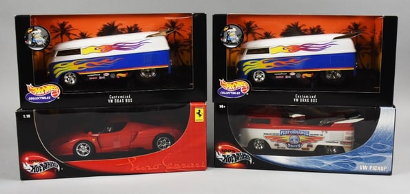 (4) 1999, 2002 Mattel Hot Wheels 1:18 Factory Case-MIB-NOS