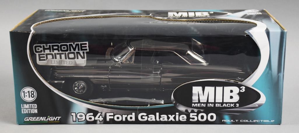 2012 Greenlight Chrome Edition MIB3 1964 Ford Galaxie-NOS: Lot is a 2012 Greenlight Chrome Edition Men In Black 3 1964 Ford Galaxie 500-NOS. Single owner collection from the largest toy collector on the West Coast.