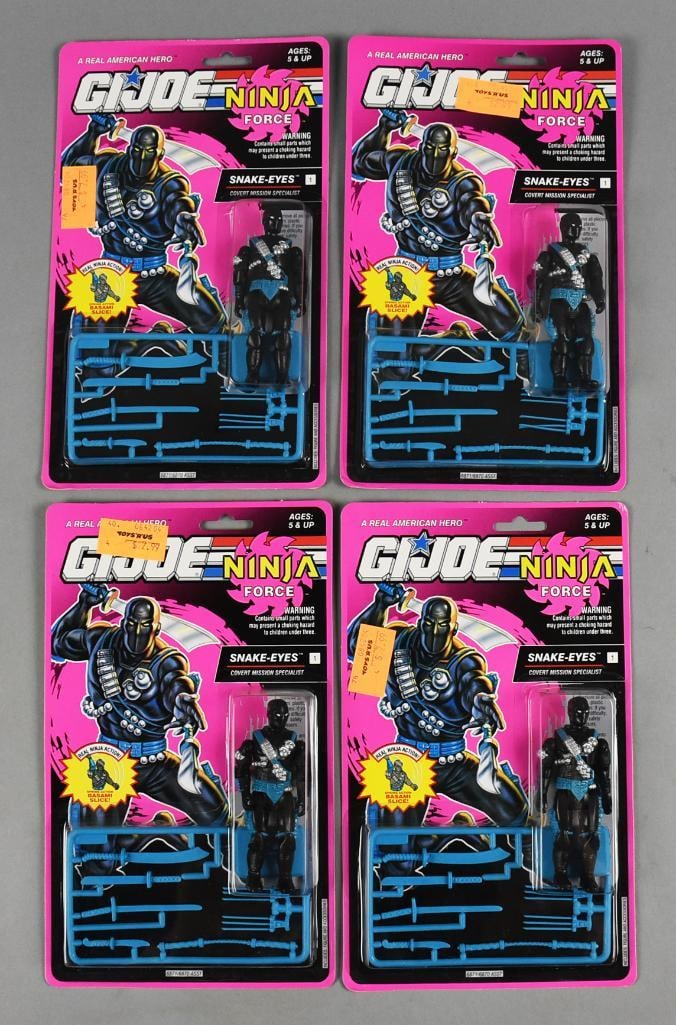 (4) 1992 GI Joe Ninja Force Snake-Eyes-MOC-NOS: Lot is four 1992 Hasbro GI Joe Ninja Force Snake-Eyes-MOC-NOS. Includes Single owner collection from the largest toy collector on the West Coast.