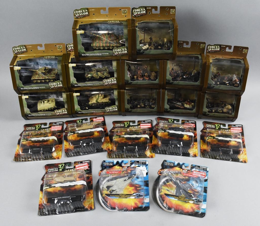 (20) 2000s Unimax Forces of Valor Military Tanks Asst.-NOS: Lot is 20 2000s Unimax Forces of Valor Military Tanks Asst.-MIP-NOS. Single owner collection from the largest toy collector on the West Coast.