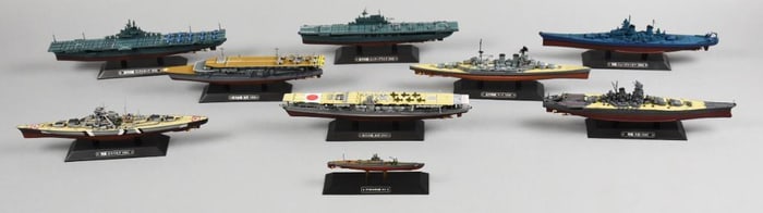 Vintage WWII Japanese Battleships on Stands - Loose