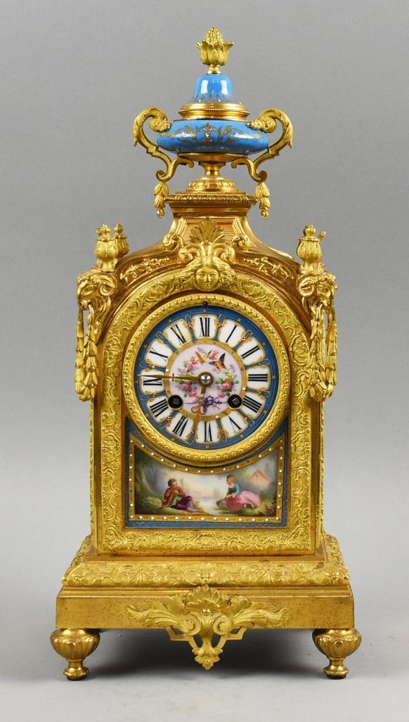 Japy Freres & Cie Louis XIV Style Gilt Bronze Porcelain Sevres Clock (1 of 17)