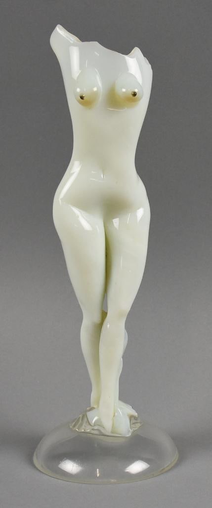 2008 Giampaolo Seguso Murano La Fleur Cassee Art Glass: Fantastic one of a kind art glass piece from Giampaolo Seguso, of the famous Murano art glass family who have been in business since 1397. Figure of a nude woman made to look broken above the torso. S