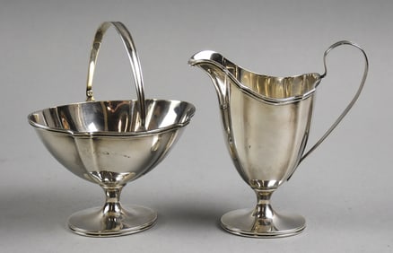 c1920 Hartford Sterling Co. Sterling Sugar Basket and Cream Pitcher