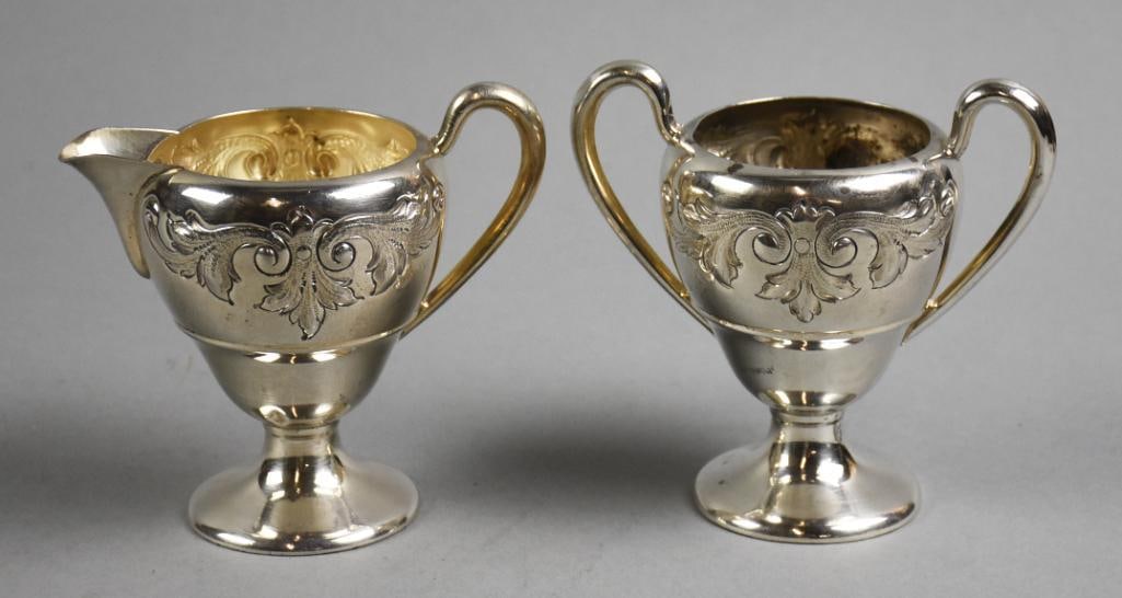 c1945 Dunkirk Silversmiths Hand Chased Sterling Cream & Sugar (1 of 6)