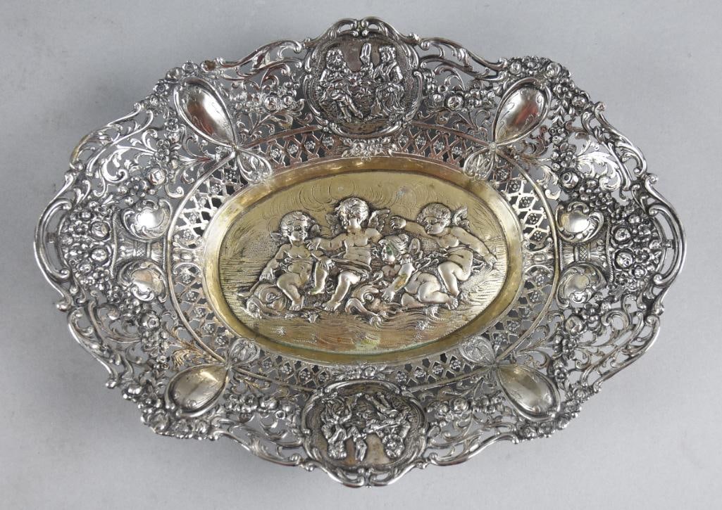 Victorian German 800 Silver Putte Repousse Centerpiece Bowl (1 of 10)