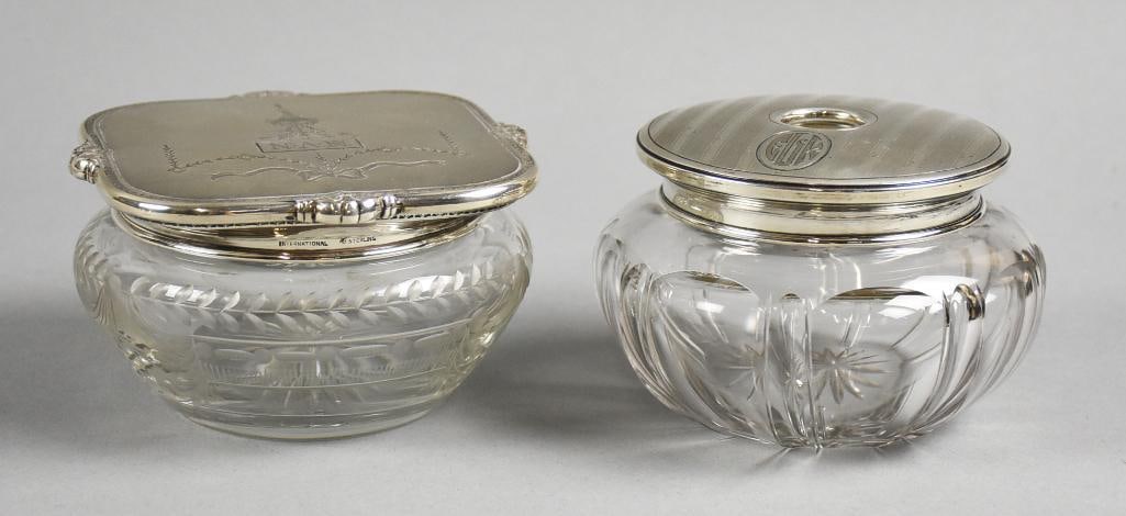 Vintage Sterling Crystal Powder Jar and Hair Receiver (1 of 11)