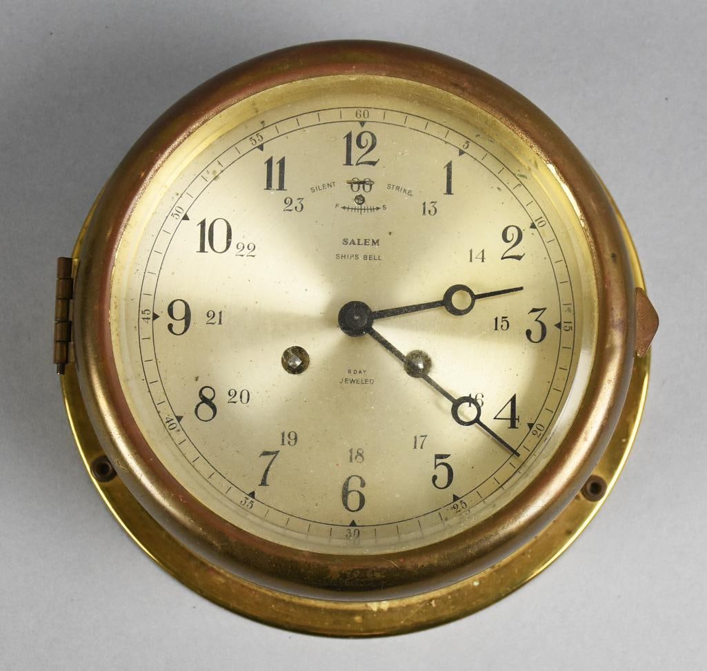 Vintage Salem Ships Bell 8 Day Jeweled Maritime Clock (1 of 6)