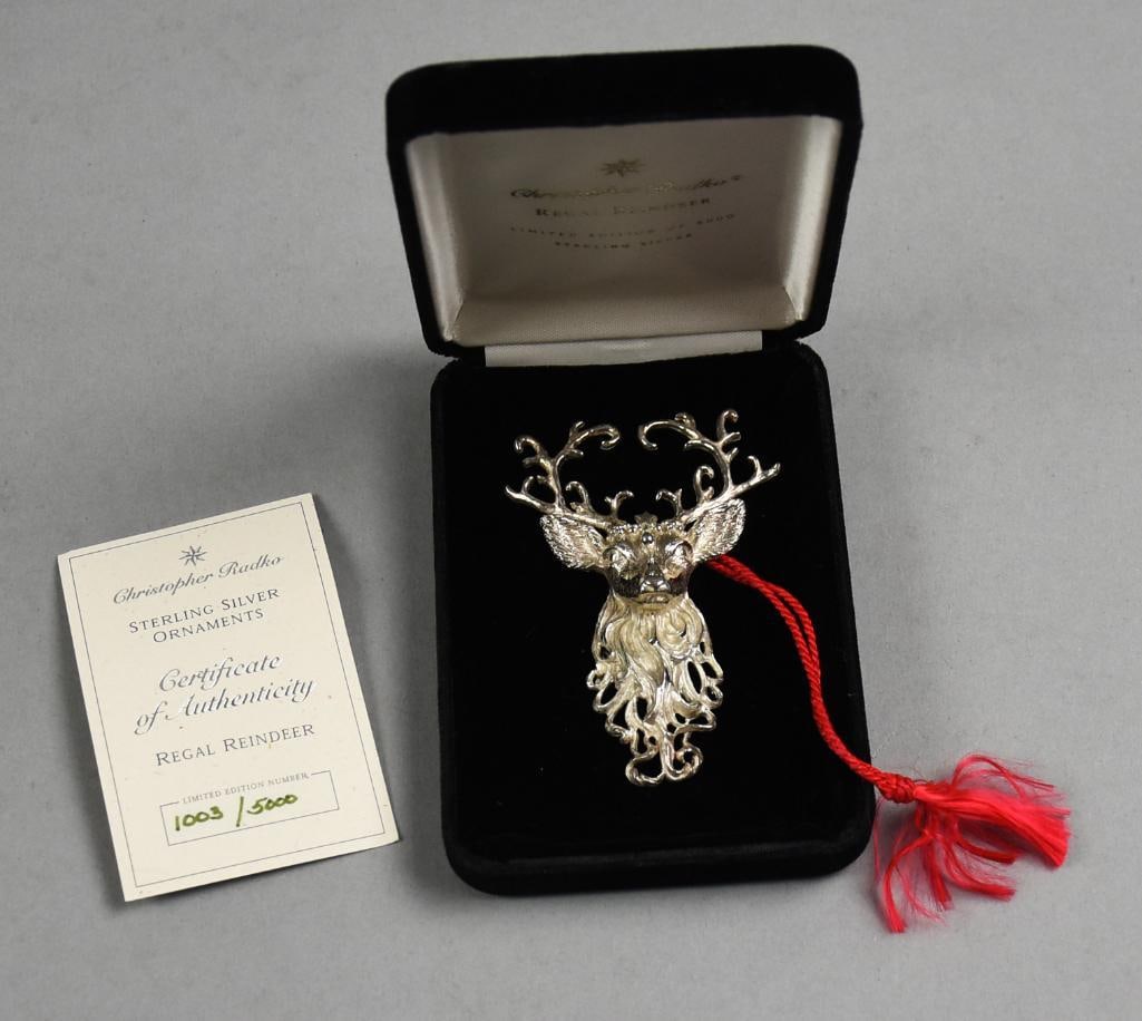 1998 Ltd Ed Radko Sterling Regal Reindeer Ornament w/ COA (1 of 9)