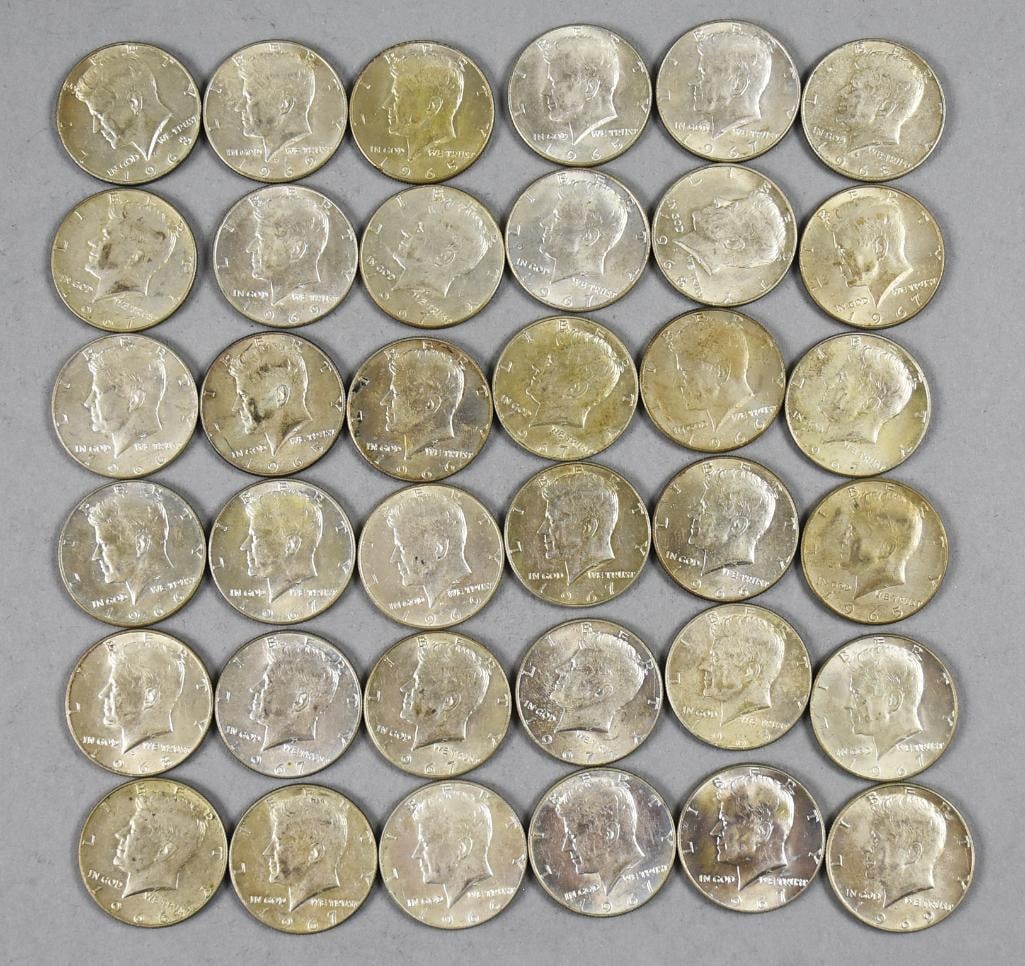 (36) 1965-69 Kennedy Half Dollars 40% Silver (1 of 4)