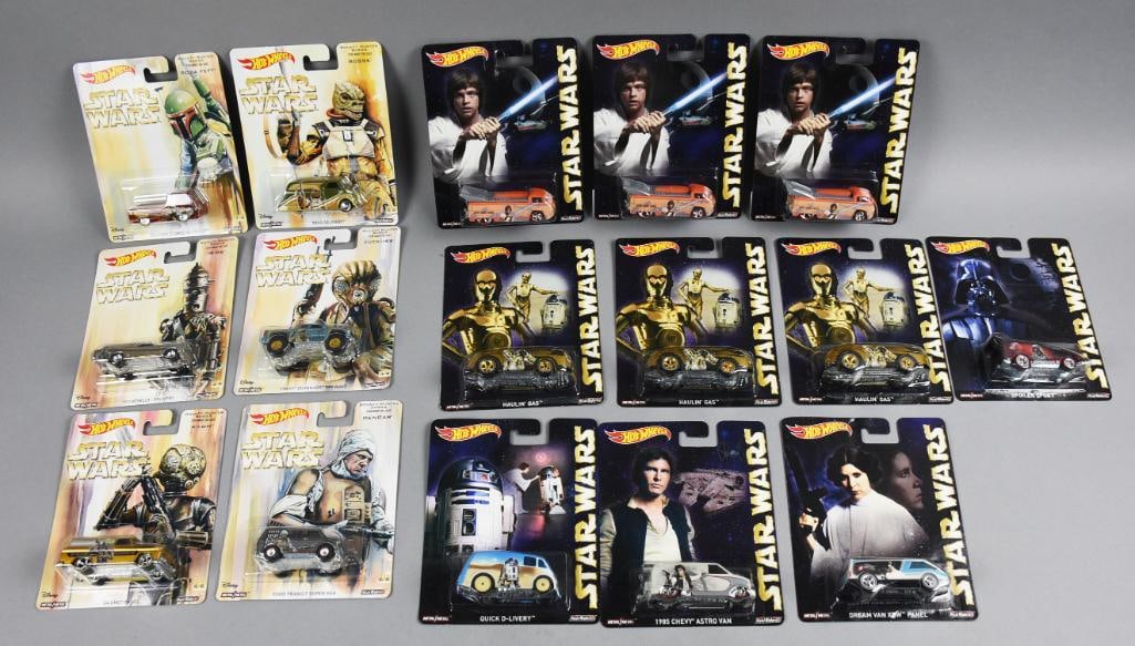 (16) 2015, 2017  Hot Wheels Star Wars Die-Cast Cars MOC-NOS (1 of 4)